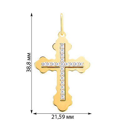 Декоративний хрестик з жовтого золота з фіанітами  (арт. 542400ж)