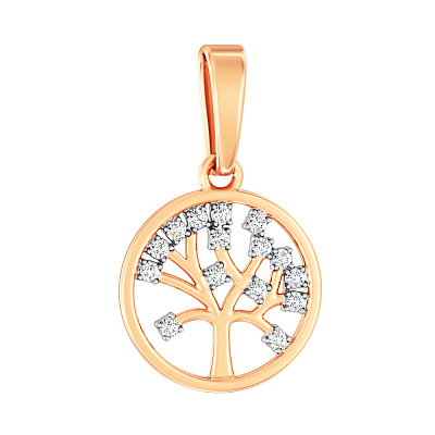 Золотой кулон Дерево жизни с бриллиантами  (арт. П011372005)