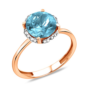 Фото Кольцо из красного золота с кварцем и фианитами (арт. 140561ПсГ)