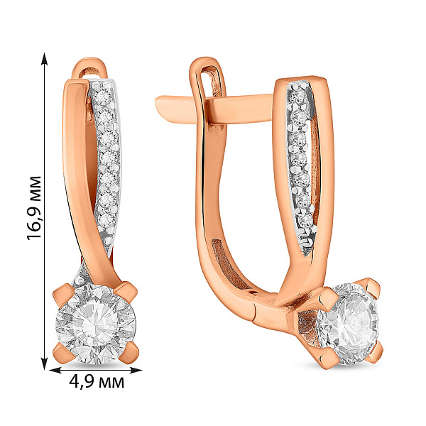 Серьги из красного золота с фианитами (арт. 107722) – изображение 2