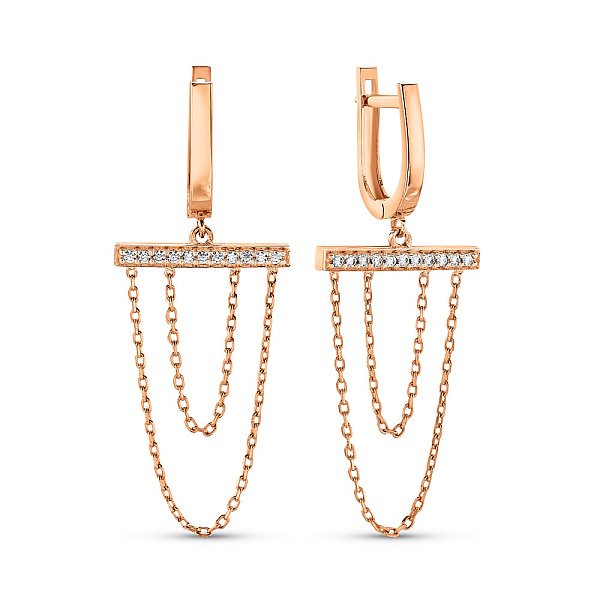 Золоті сережки-підвіски з фіанітами (арт. 109181) – зображення 1