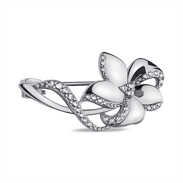 Серебряная брошь Цветок с россыпью из фианитов (арт. 7505/233) – изображение 1