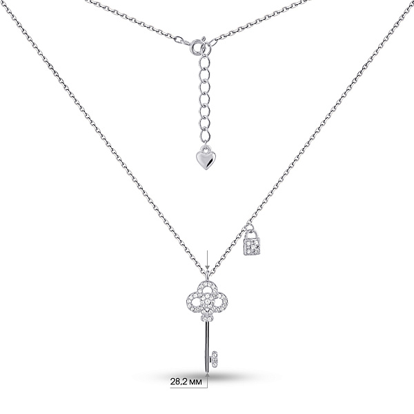 Серебряное колье Ключик с фианитами (арт. 7507/2223) – изображение 3