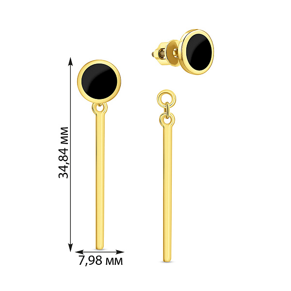 Золоті сережки трансформери Лýна з емаллю (арт. 110616жч) – зображення 2