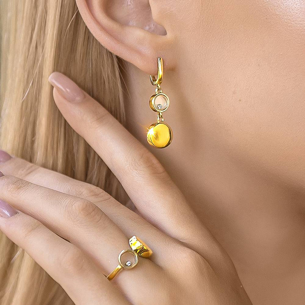 Сережки-підвіски  з з фіанітами (арт. 106346ж) – зображення 2