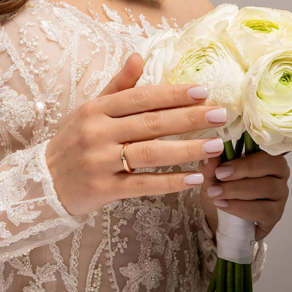 Обручка Європейка з червоного золота з діамантом (арт. К239207) – зображення 4