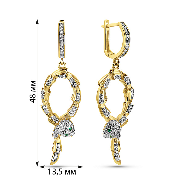Золоті сережки Змія з фіанітами (арт. 1091820жз) – зображення 4