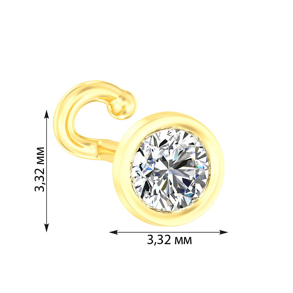 Золотая серьга-пирсинг для носа с фианитом (арт. 360020ж) – изображение 2