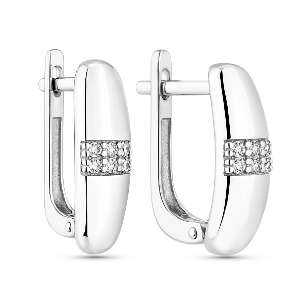 Серьги из белого золота с фианитами (арт. 111036б) – изображение 1