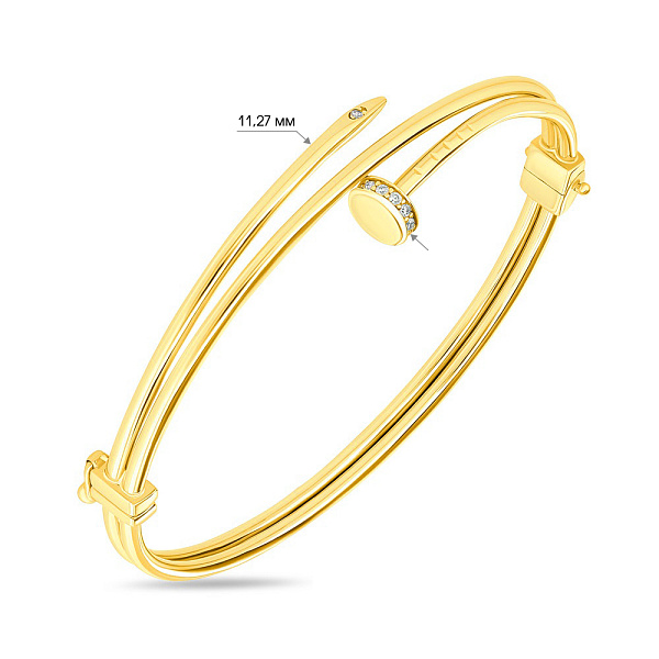 Жесткий браслет "Гвоздь" из золота (арт. 323489ж) – изображение 2