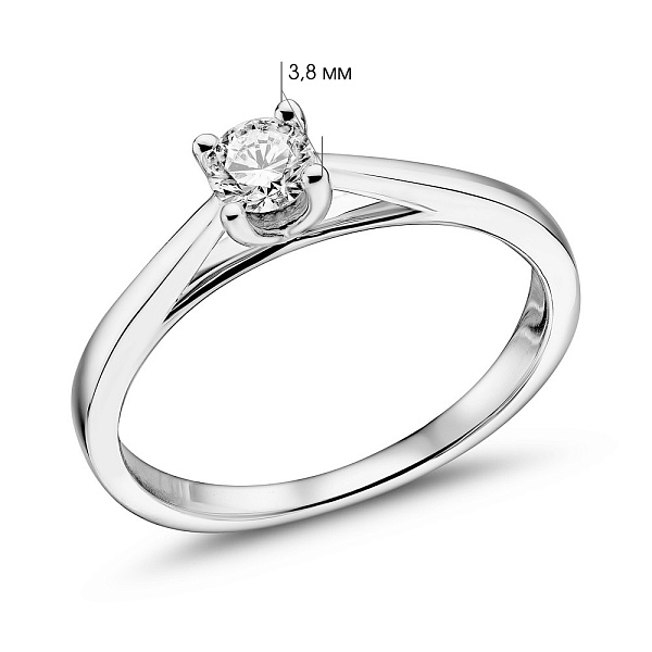 Золотое кольцо с одним бриллиантом (арт. К341428020б) – изображение 2