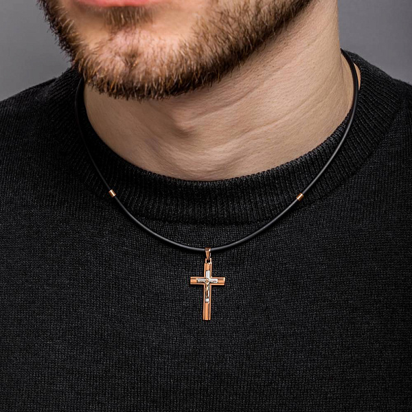 Нательный крестик с распятием из золота (арт. 501576кбм) – изображение 2