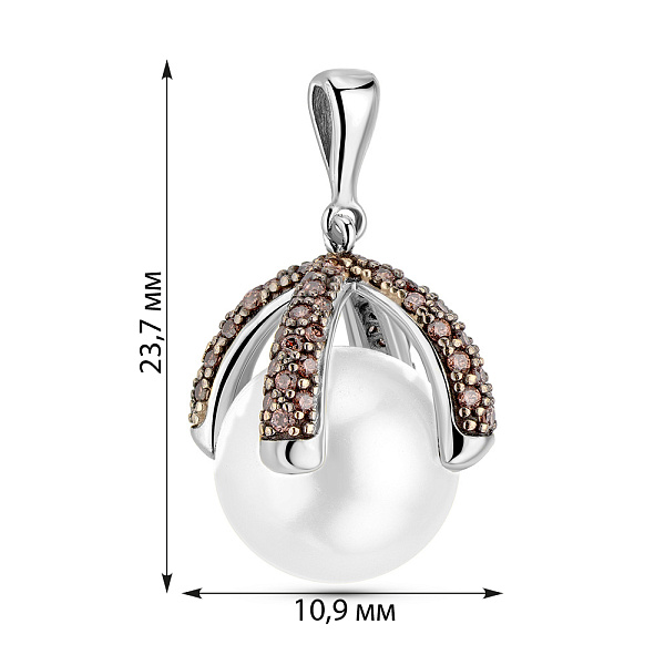 Золота кулон з перлиною та фіанітами (арт. 421391б) – зображення 2