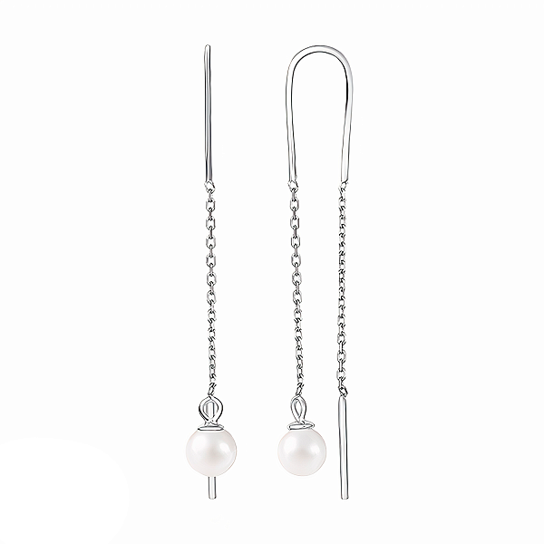 Серебряные серьги-протяжки с жемчугом (арт. 7502/С2Ж/4022) – изображение 1