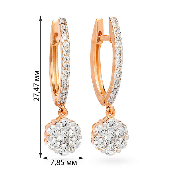 Золотые серьги с подвесками и фианитами (арт. 110389) – изображение 4