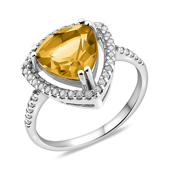 Фото Кольцо золотое с цитрином и фианитами (арт. 140637Пбц)