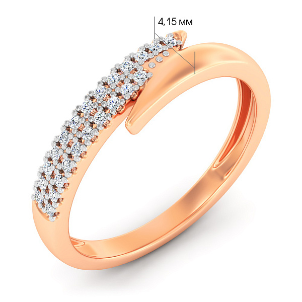 Каблучка з червоного золота з фіанітами (арт. 141335) – зображення 4
