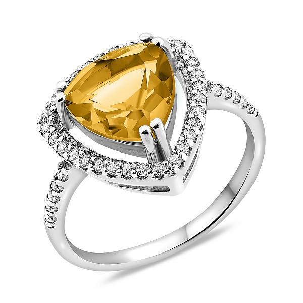 Кольцо золотое с цитрином и фианитами (арт. 140637Пбц) – изображение 1