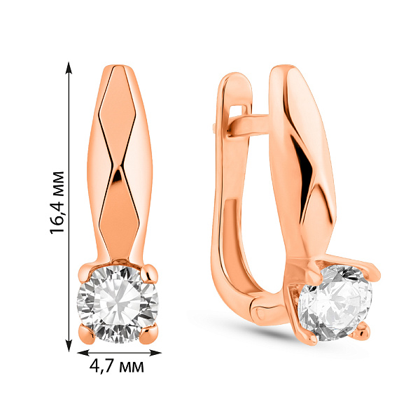 Серьги из красного золота с фианитами (арт. 109860) – изображение 3