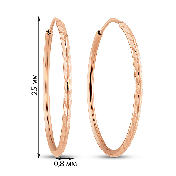 Серьги-кольца из красного золота (арт. 121904/25) – изображение 3