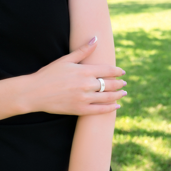 Каблучка з золота та кераміки з діамантом (арт. К011228005бб) – зображення 2