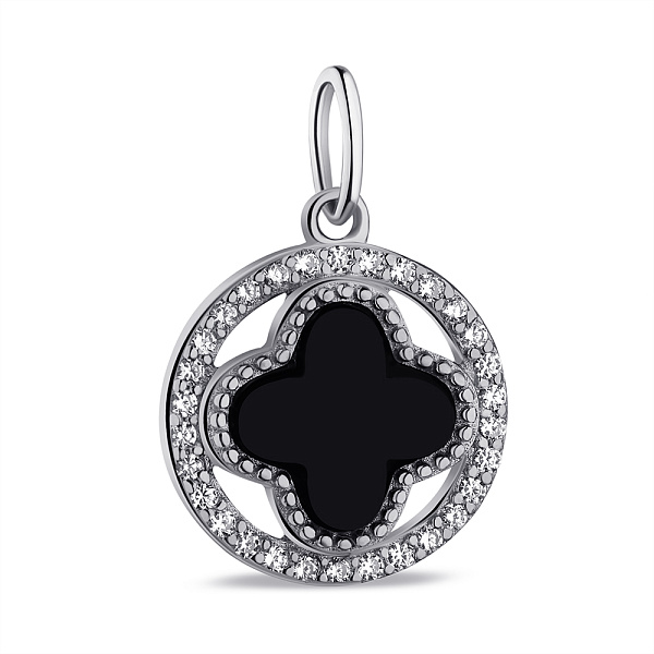 Серебряный подвес с ониксом и фианитами (арт. 7503/ПК2ОФ/1207) – изображение 1
