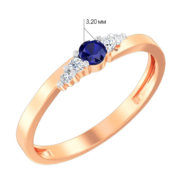 Кольцо из красного золота с сапфиром и бриллиантами (арт. К011064с) – изображение 3