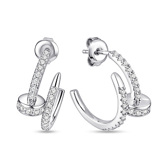 Фото Срібні пусети Цвях з доріжкою з фіанітів (арт. 7518/7334)