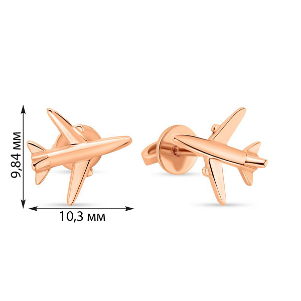 Сережки-пусеты "Мрія" из красного золота (арт. 111196) – изображение 2