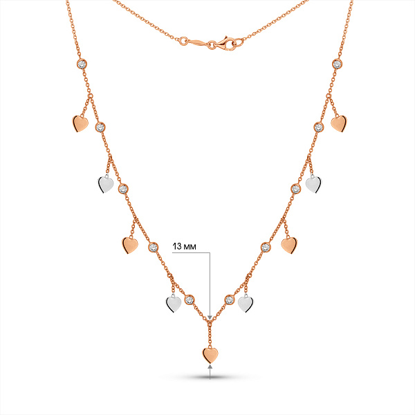 Золотое колье Сердца с фианитами (арт. 352993р) – изображение 5