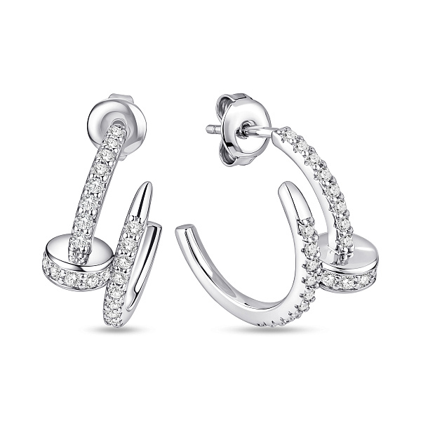 Срібні пусети Цвях з доріжкою з фіанітів (арт. 7518/7334) – зображення 1