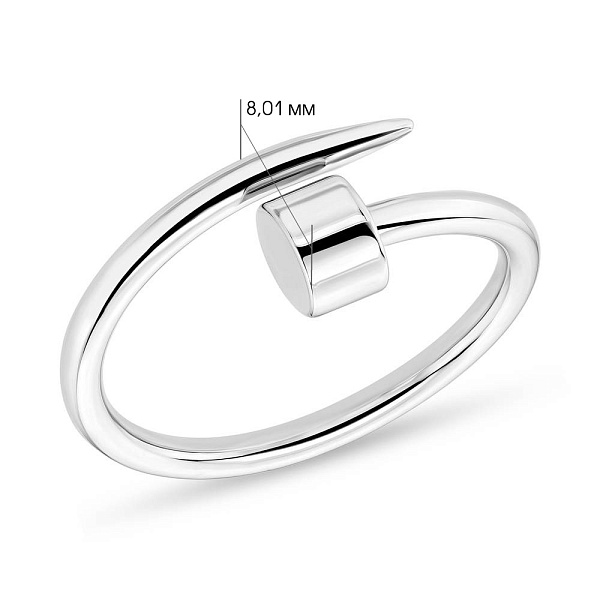 Кольцо "Гвоздь" незамкнутое из белого золота (арт. 155300б) – изображение 2