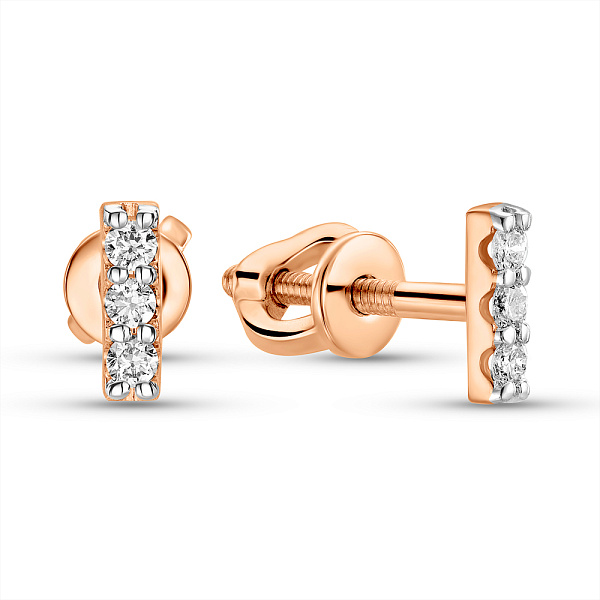 Золотые серьги пусеты с бриллиантами (арт. Т011701010) – изображение 1