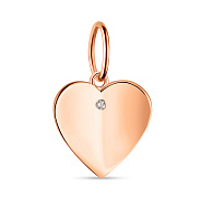 Підвіс Серце з червоного золота з одним фіанітом (арт. 424504)