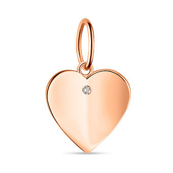 Підвіс Серце з червоного золота з одним фіанітом (арт. 424504)