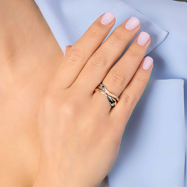 Потрійна обручка з комбінованого золота Трініті (арт. 239184) – зображення 2