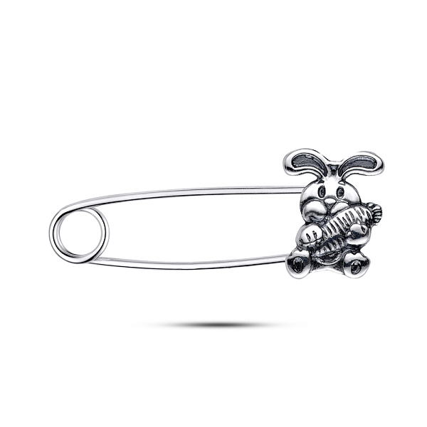 Срібна шпилька «Зайчик» (арт. 7911/7-860-ч) – зображення 1