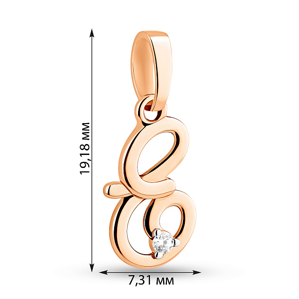 Золотая подвеска Букв  Е» с фианитом (арт. 440624) – изображение 3