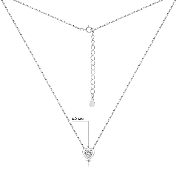 Колье из серебра Сердце с фианитом (арт. 7507/2437) – изображение 3
