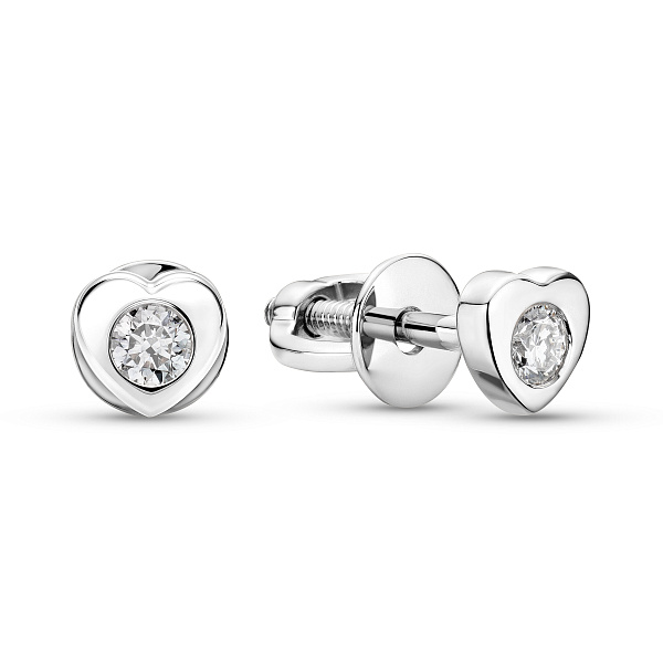 Золотые серьги пусеты Сердечки с бриллиантами (арт. Т011717010б) – изображение 1