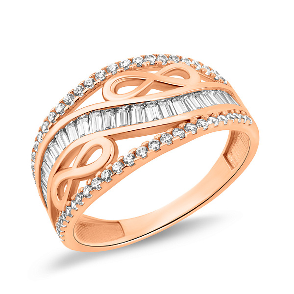 Золотое кольцо Бесконечность с фианитами (арт. 156427) – изображение 1