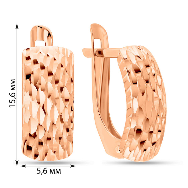 Золотые серьги прямоугольной формы с алмазной гранью (арт. 120601) – изображение 4