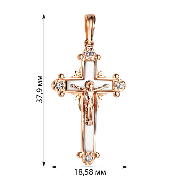 Золотой нательный крестик с распятием и фианитами (арт. 501359кб) – изображение 2