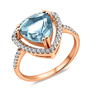 Золотое кольцо с топазом и фианитами (арт. 140637Пг)