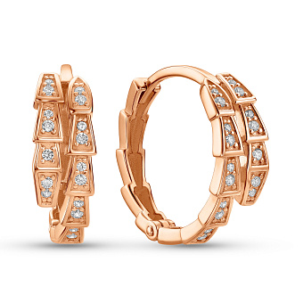 Фото Сережки Змія з червоного золота (арт. 111383)