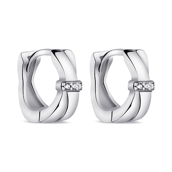 Серебряные серьги-кольца с фианитами (арт. 7502/3279) – изображение 1