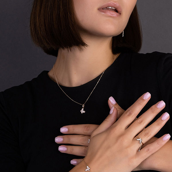 Золотой подвес Бабочки с эмалью (арт. 441208еп) – изображение 2