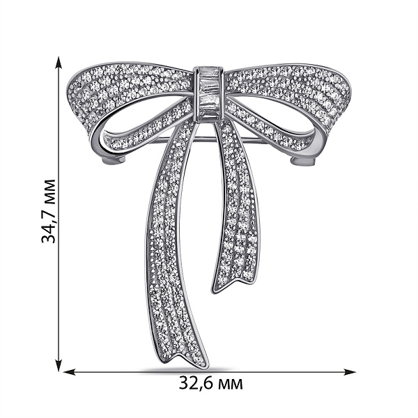 Серебряная брошь Бант с фианитами (арт. 7505/221) – изображение 2