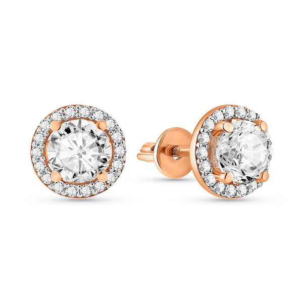 Золоті сережки пусети з фіанітами (арт. 110254) – зображення 1