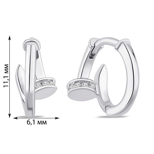 Срібні сережки-конго Цвях (арт. 7502/СК2Ф/1057) – зображення 2